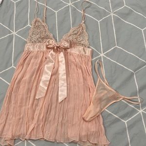 NWOT Victoria’s Secret babydoll lingerie set with g string size small